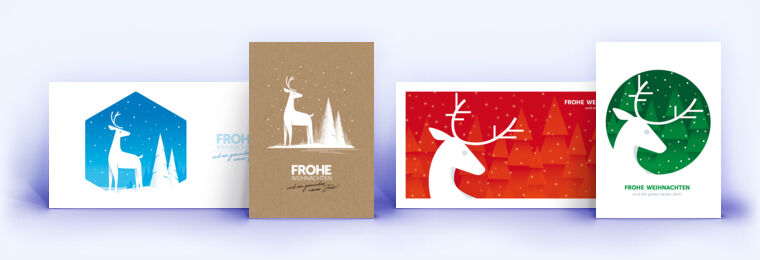 Weihnachtskarten mit Hirsch und die geschäftliche Weihnachtskarte mit Hirschmotiv