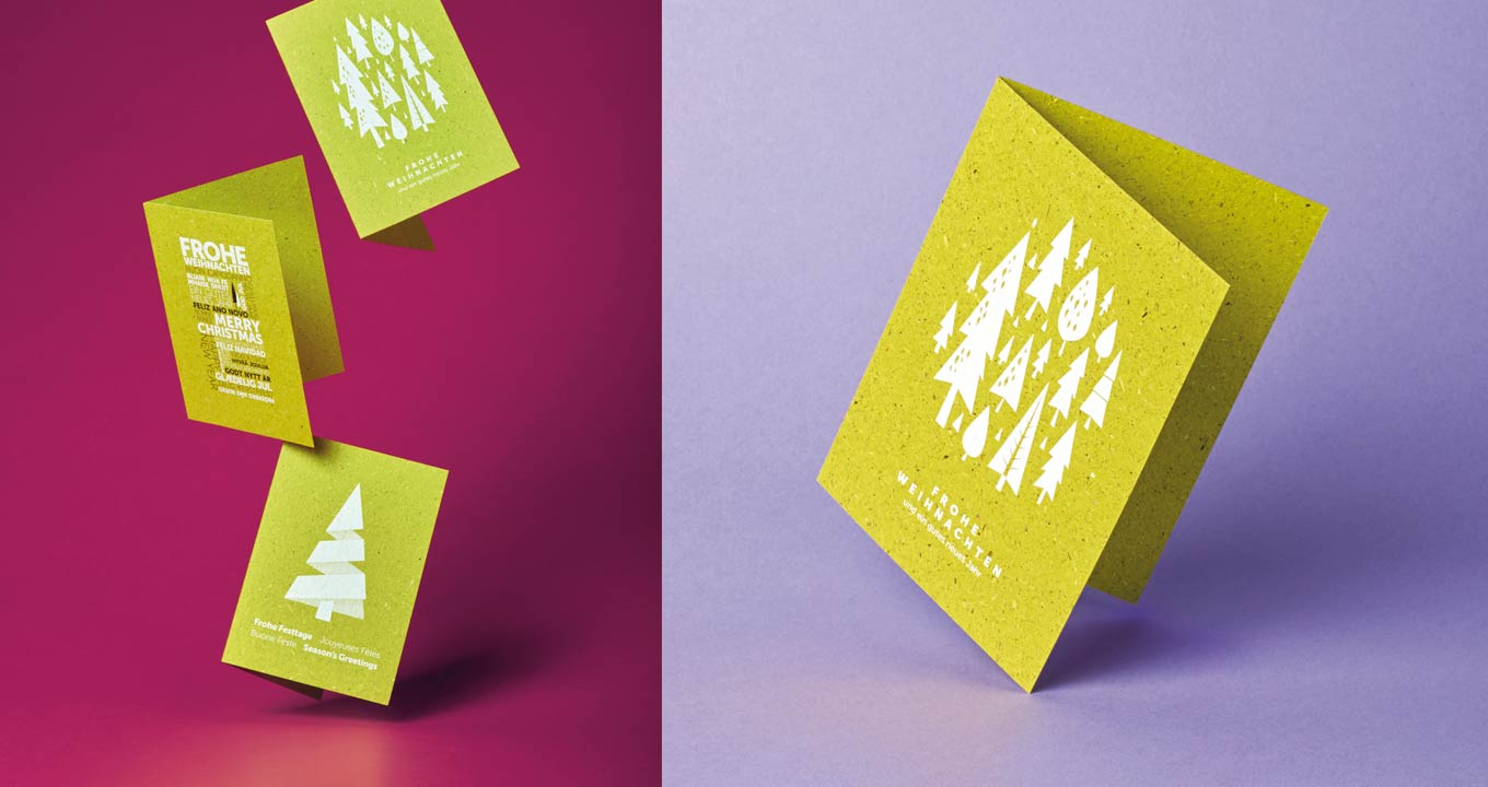 Außergewöhnliche Graspapier Weihnachtskarten