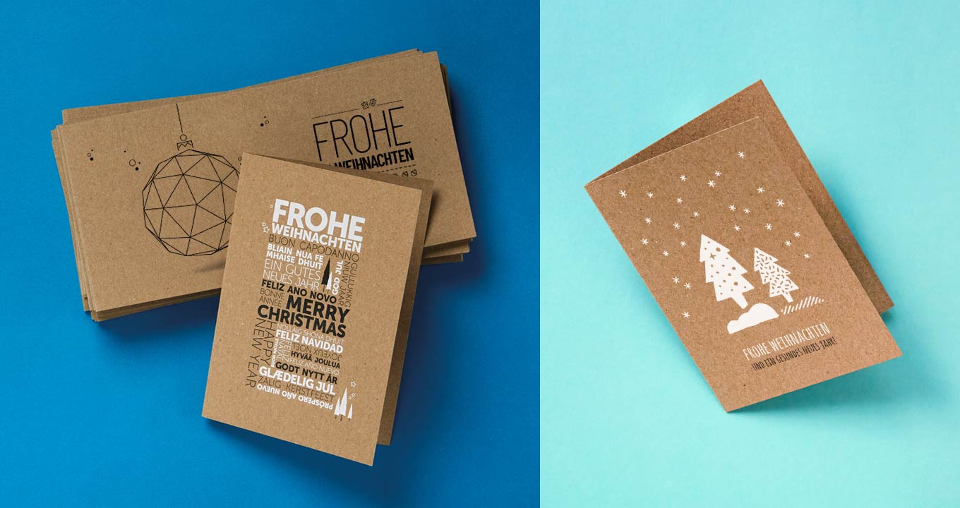 Außergewöhnliche Weihnachtskarten aus Naturkarton