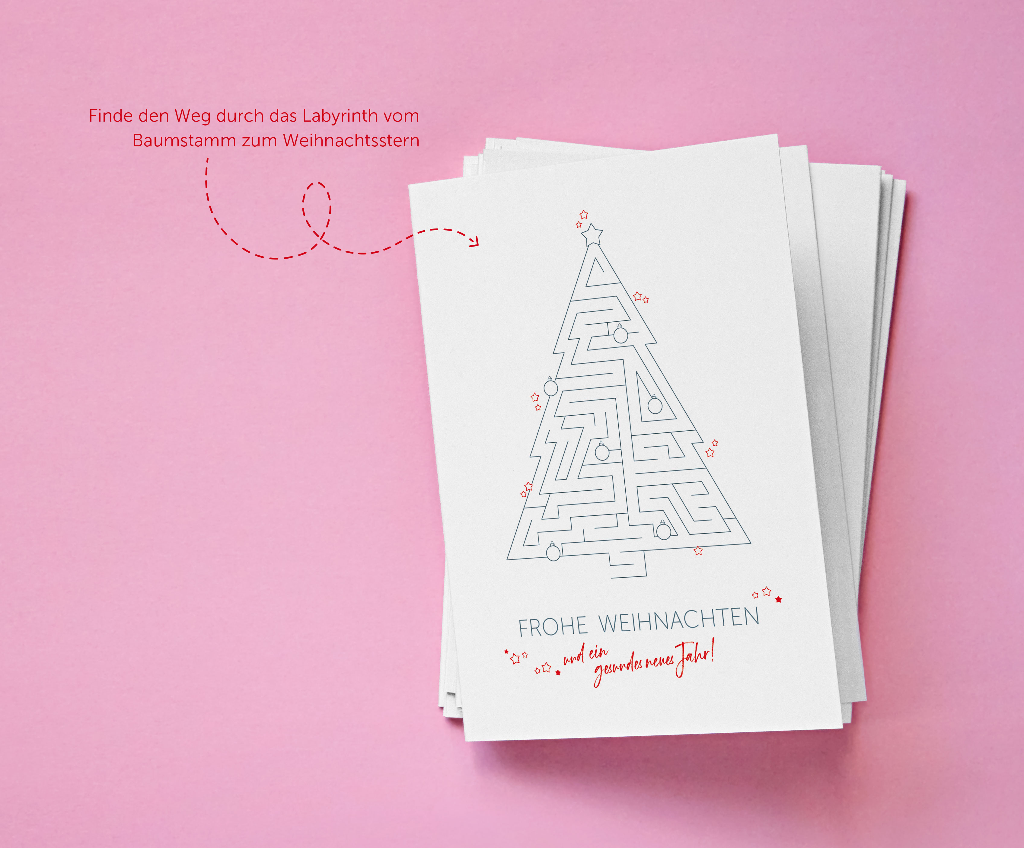 Die Weihnachtskarte mit kreativem Labyrinth