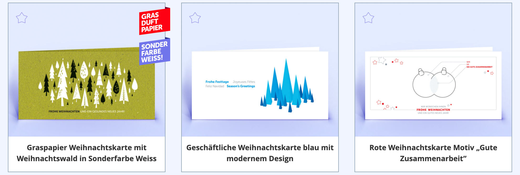 Geschäftliche Weihnachtskarten im Onlineshop bestellen