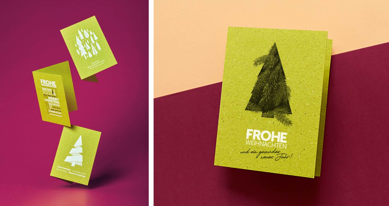 Graspapier Weihnachtskarten für Geschäftskunden