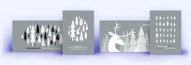 Weihnachtskarten auf schiefergrauem Naturkarton
