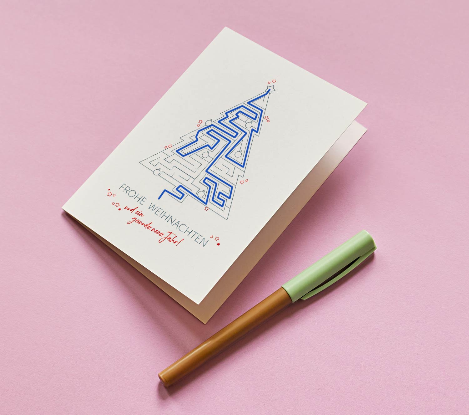 Weihnachtskarte mit Labyrinth - Auflösung