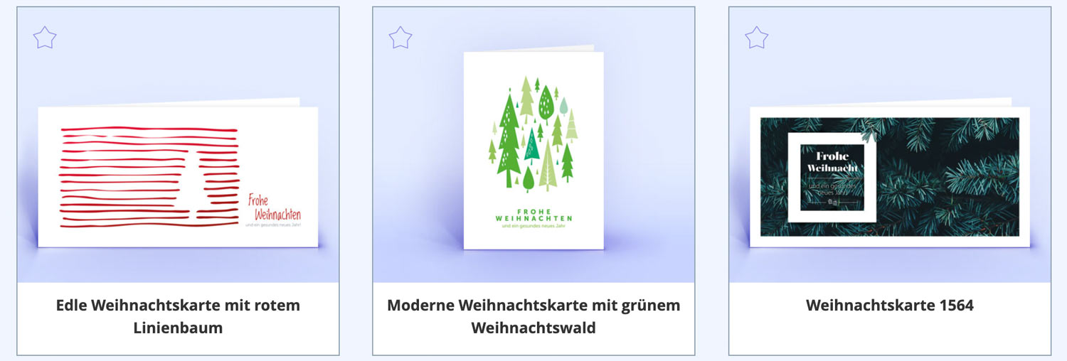 Drei Weihnachtskarten die sich als Spendenkarten eignen