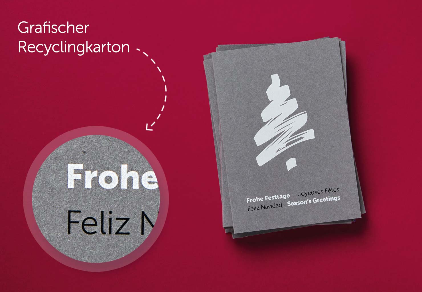 Weihnachtskarte aus grauem Design-Recyclingkarton