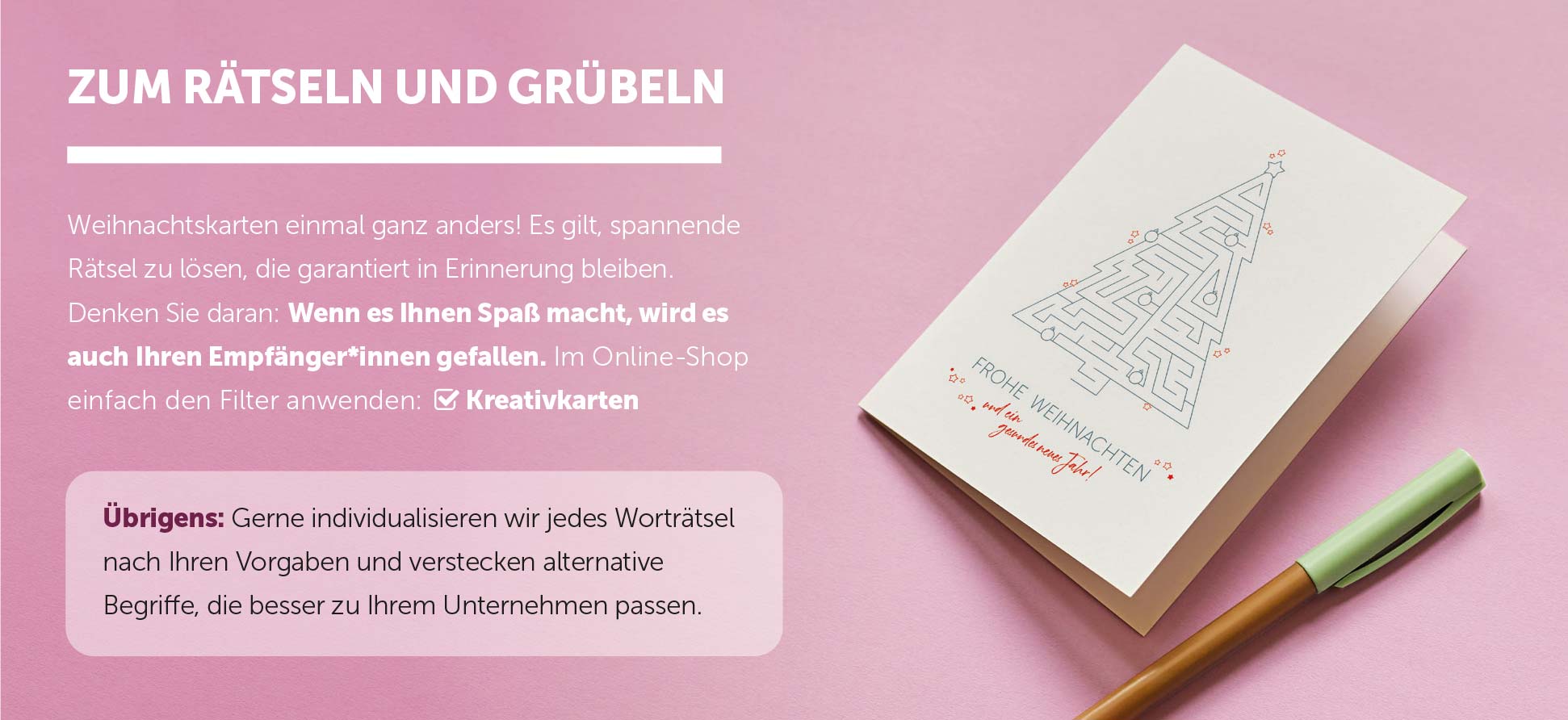 Weihnachtskarten zum rätseln und grübeln