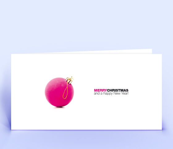Weihnachtskarte mit pinkfarbener Weihnachtskugel 10