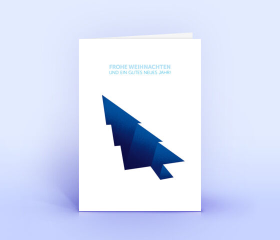 Öko Weihnachtskarten Nr. 1239 dunkelblau mit Weihnachtsbaum sind mit einem abstrakten Kartendesign versehen.