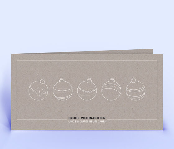 Öko Weihnachtskarte Nr. 1354 grau mit Christbaumkugeln zeigt ein schönes Karten-Design.