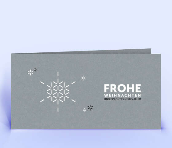 Weihnachtskarte mit stilisierter Schneeflocke auf grauem Design-Karton 1358
