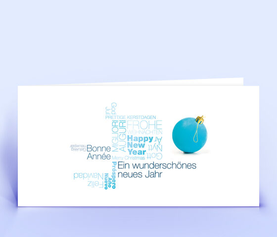 Weihnachtskarte Nr. 1380 hellblau mit einer Word-Cloud