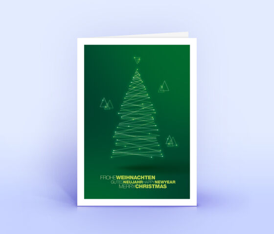 Grüne Weihnachtskarte mit leuchtendem Weihnachtsbaum 1423