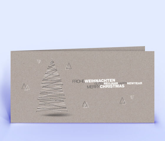 Öko Weihnachtskarte Nr. 1430 grau mit Weihnachtsbaum zeigt ein exklusives Weihnachtsdesign.