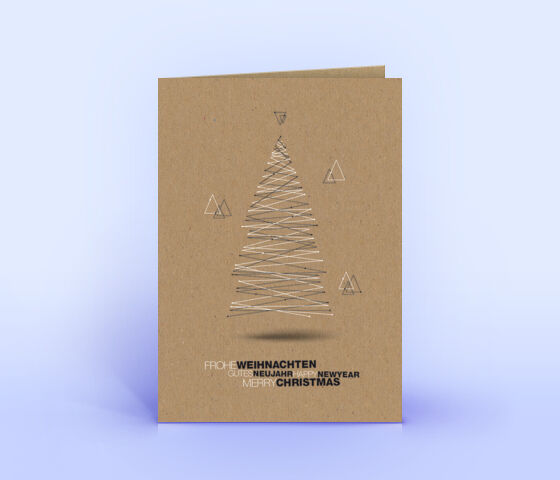 Öko Weihnachtskarten Nr. 1433 braun mit einem Weihnachtsbaum sind mit einem exklusiven Kartenmotiv versehen.