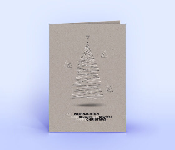 Öko Weihnachtskarten Nr. 1437 grau mit Weihnachtsbaum zeigen ein individuelles Weihnachtsmotiv.