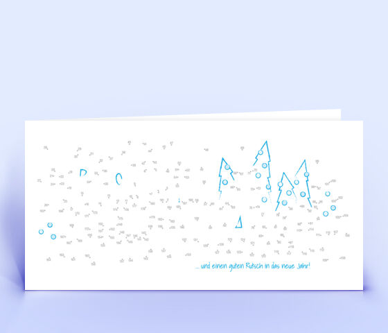 Kreative Weihnachtskarte blau mit Zahlenrätsel "Punkte verbinden" 1464