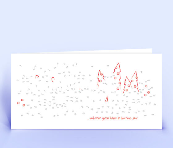 Kreative Weihnachtskarte rot mit Zahlenrätsel "Punkte verbinden" 1466