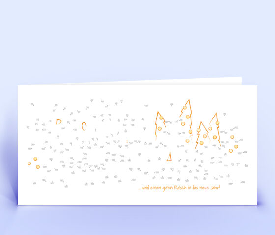 Kreative Weihnachtskarte orange mit Zahlenrätsel "Punkte verbinden" 1468