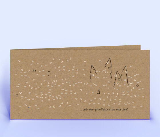 Kreative Weihnachtskarte mit Zahlenrätsel "Punkte verbinden" auf braunem Naturkarton 1476
