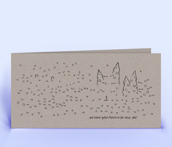 Kreative Weihnachtskarte mit Zahlenrätsel "Punkte verbinden" auf grauem Naturkarton 1478
