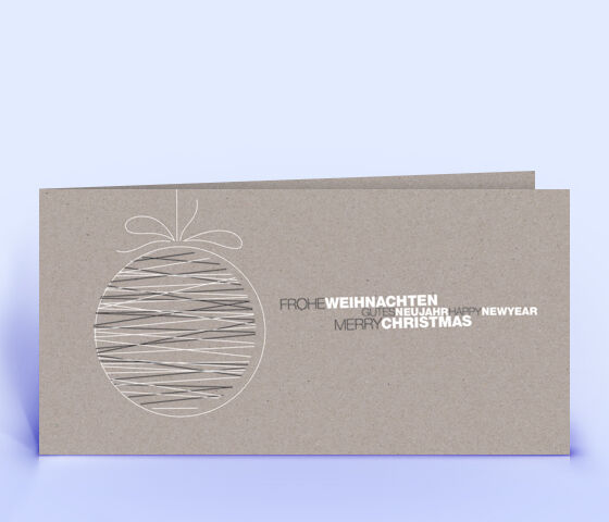 Öko Weihnachtskarte Nr. 1508 grau mit Christbaumkugel zeigt ein originelles Weihnachtsmotiv.