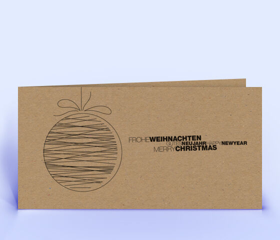 Öko Weihnachtskarte Nr. 1510 braun mit Christbaumkugel ist mit einem besonderen Kartenmotiv versehen.