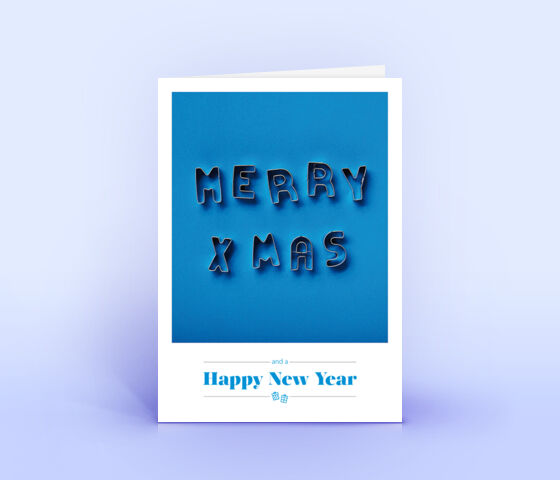 Öko Weihnachtskarten Nr. 1513 blau mit Ausstechformen für Plätzchen, die zu einem Weihnachtsgruß zusammengelegt sind, zeigen ein stilvolles Design.
