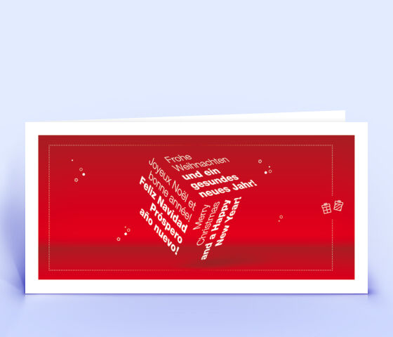 Weihnachtskarte Nr. 1664 rot mit Wort-Wolke