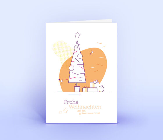 Weihnachtskarte Nr. 1733 orange mit einem Weihnachtsbaum