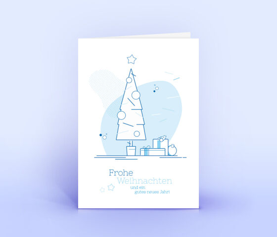 Weihnachtskarte Nr. 1739 hellblau mit Weihnachtsbaum