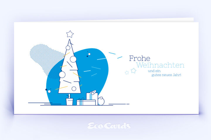 Weihnachtskarte Nr. 1742 blau mit Weihnachtsbaum