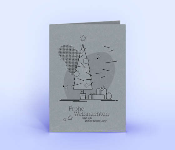 Schöne Weihnachtskarten mit grafischem Design auf grauem Design-Recyclingpapier 1747