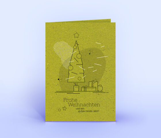 Weihnachtskarte Nr. 1749 gruen mit Weihnachtsbaum