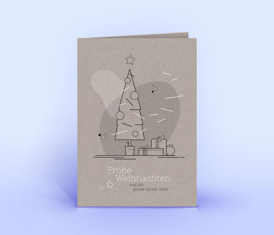 Weihnachtskarte Nr. 1753 grau mit einem Weihnachtsbaum
