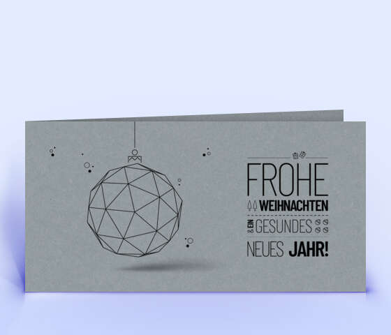 Weihnachtskarten mit Polygon-Weihnachtskugel auf grauem Design-Karton 1776