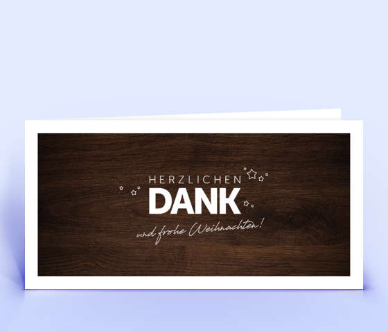 Edle Dankeskarte mit Holzdekor 1814