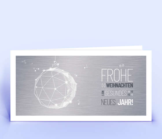 Weihnachtskarte mit Polygon-Weihnachtskugel im Metall-Design 1816