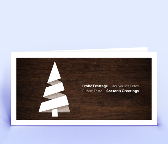 Weihnachtskarte Nr. 1822 braun mit aufgedruckter Holzmaserung