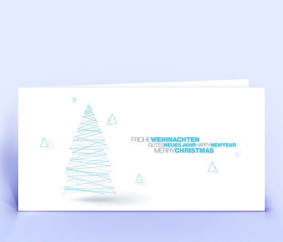 Weihnachtskarte Nr. 1826 blau mit einem Weihnachtsbaum