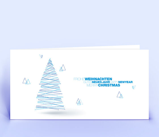 Weihnachtskarte Nr. 1828 blau mit Weihnachtsbaum