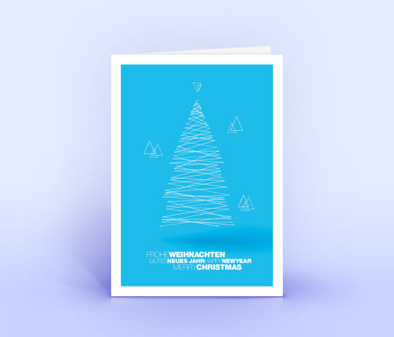 Weihnachtskarte Nr. 1835 hellblau mit einem Weihnachtsbaum