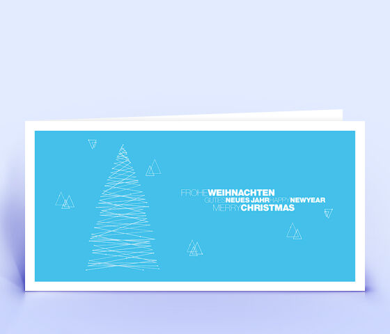 Weihnachtskarte Nr. 1836 blau mit einem Weihnachtsbaum