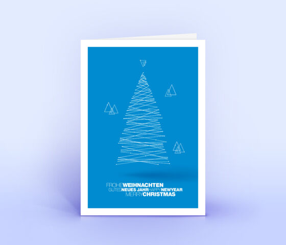 Weihnachtskarte Nr. 1837 blau mit einem Weihnachtsbaum