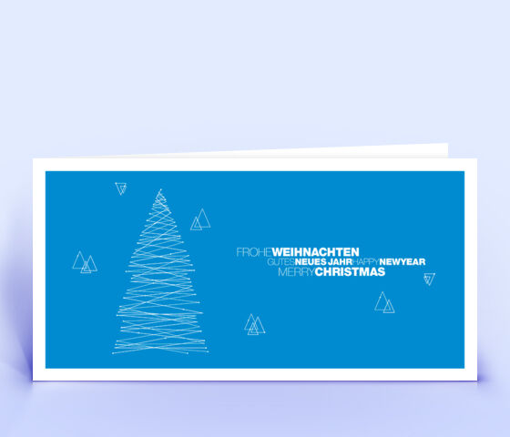 Weihnachtskarte Nr. 1838 blau mit einem Weihnachtsbaum