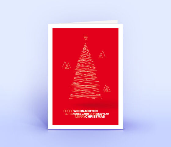 Weihnachtskarte Nr. 1839 rot mit einem Weihnachtsbaum