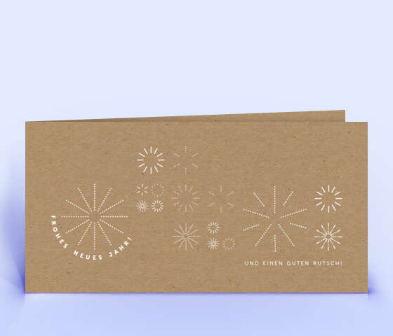 Schlichte Neujahrskarte mit modernem Design auf braunem Naturkarton 1898