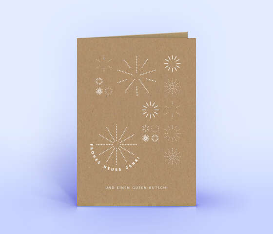 Schlichte Neujahrskarte mit modernem Design auf braunem Design-Recyclingpapier 1899