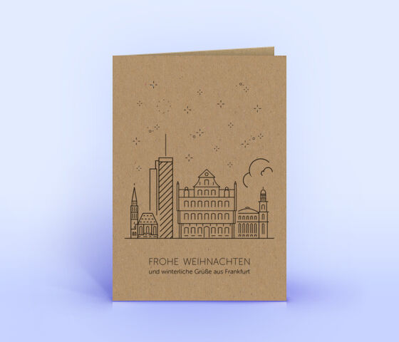 Weihnachtskarte Nr. 1911 braun mit der Frankfurter Skyline