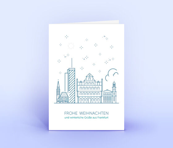 Weihnachtskarte Nr. 1915 dunkelblau mit der Frankfurter Skyline